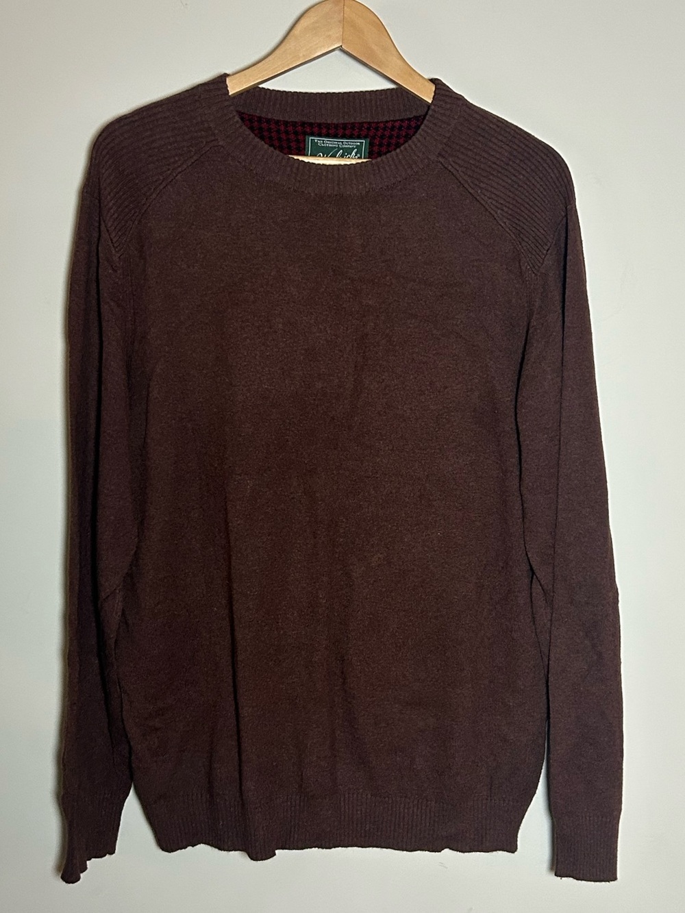 Woolrich Men's Crewneck Cotton Wool Blend, Sweater in Dark Brown